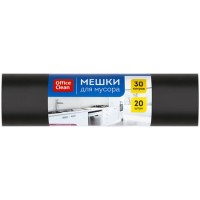 Мешки для мусора OfficeClean, 50х60 см, 30 литров, 20 мкм, 20 шт/рул., особо прочные, черные (025-344034)