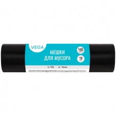 Мешки для мусора "Vega", 80х106 см, 160 литров, 20 мкм, 10 шт/рул., черные (025-344029)