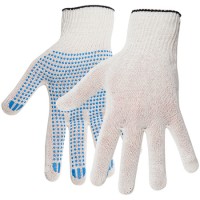 Перчатки х/б OfficeClean, эконом, 10 класс, с точечным ПВХ-покрытием, 3 нитки, белые (025-241691)