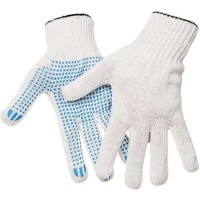 Перчатки х/б OfficeClean, стандарт, 10 класс, с точечным ПВХ-покрытием, 4 нитки, белые, , пара (025-241553)