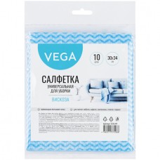 Салфетки для уборки Vega, вискоза, волна, 30х34 см, 10 штук (025-320149)