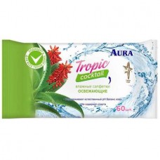 Салфетки влажные Aura "Tropic coctail", 60 штук в упаковке (025-229649)