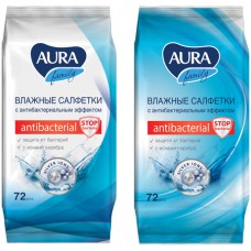Салфетки влажные Aura "Family", антибактериальные, 72 штуки в упаковке (025-4607068626065)
