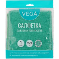 Салфетка для уборки Vega, микрофибра, 30х30см, 1 шт., европодвес (025-320872)