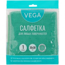 Салфетка для уборки Vega, микрофибра, 30х30см, 1 шт., европодвес (025-320872)