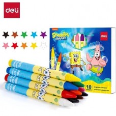 Мелки восковые Deli "SpongeBob", 10 цветов, картон (044-EC219-10)