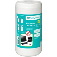 Салфетки чистящие влажные OfficeClean, антибактериальные, 100 шт в тубе (025-249230)