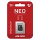 MemoryCard microSDXC  64GB, Hiksemi NEO HS-TF-C1/64G (Hikvision), Class 10 and UHS-I