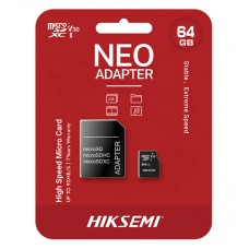 MemoryCard microSDXC  64GB, Hiksemi NEO HS-TF-C1/64G (Hikvision), Class 10 and UHS-I, adapter