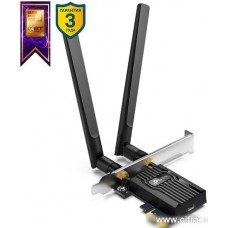 Сетевой адаптер беспроводной PCIe AX3000 Tp-Link Archer TX55E Bluetooth 5.2 <Две двухдиапазонные антенны с высоким коэффициентом усиления, Чипсет   Intel Wi-Fi 6, Bluetooth 5.2/5.0/4.2/4.0,  скорости передачи: 5 GHz 11ax: до 2402Mbps, 11ac: до 1733Mbps
