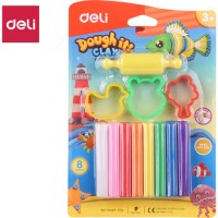 Пластилин Deli Dough 8 цветов, 100 гр., блистер с европодвесом (044-D75021)