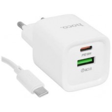 Зарядное устройство с кабелем Lighting Hoco C149A, Fast Charge, White