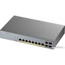 Smart L2 Surveillance Gigabit PoE Switch Zyxel NebulaFlex Pro GS1350-12HP, 10xRJ-45: 1G (8x PoE+), 2xSFP, 130W PoE budget, extended range (250m), rack 19" (GS1350-12HP-EU0101F)