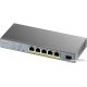 Smart L2 Surveillance Gigabit PoE Switch Zyxel NebulaFlex Pro GS1350-6HP, 5xRJ-45: 1G (4x PoE+, 1x PoE++), 1xSFP, 60W PoE budget, extended range (250m), desktop, fanless (GS1350-6HP-EU0101F)