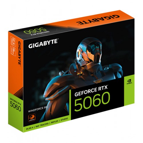 Видеокарта Gigabyte RTX 5060 WINDFORCE [GV-N5060WF2-8GD], 8 GB, GPU NVIDIA, WINDFORСE HDMI/3DP, GDDR7/128bit, [GV-N5060WF2-8GD]