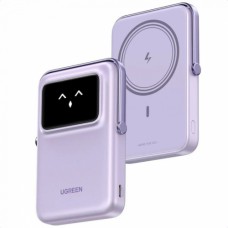 Пауэрбанк UGREEN PB572 45328 10000mAh mini Magnetic Robot Wls 20W(7.5W) USB-C With Hoder Purple