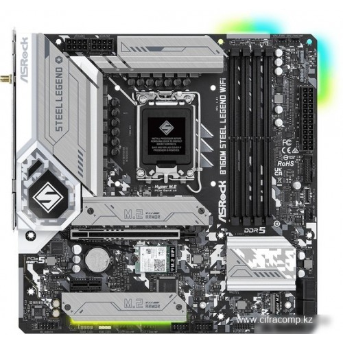 Материнская плата ASRock B760M STEEL LEGEND WIFI LGA1700 4xDDR5 4xSATA RAID 3xM.2 HDMI DP eDP mATX