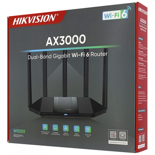 Беспроводной маршрутизатор Hikvision DS-3WR30X, Wireless router, WiFi 6 (AX1500M), (3+1) x 10/100/1000M