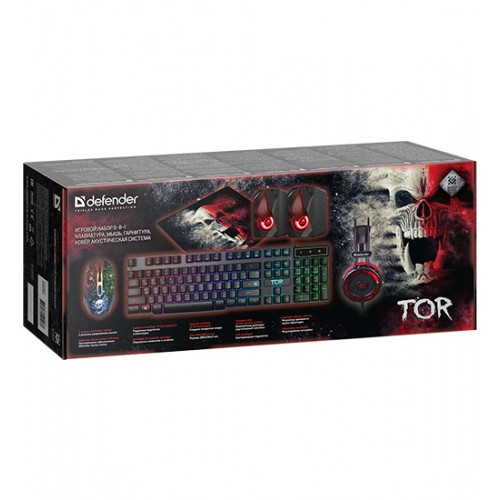 Клавиатура+мышь+коврик для мыши+ наушники+колонки, USB, Defender TOR MHP-127, 52127, KeyBoard + mouse+pad+headphone+spk