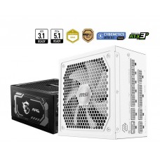 Блок питания MSI MAG A1000GL PCIE5 WHITE, 1000W, Active PFC, 80+ GOLD, Full Modular, ATX3.1, Белый