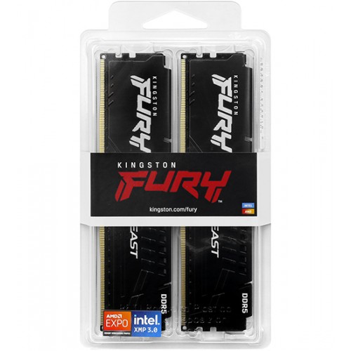 Оперативная память  32GB Kit (2x16) DDR5 6000MHz Kingston Fury Beast Black EXPO KF560C36BBE2K2-32