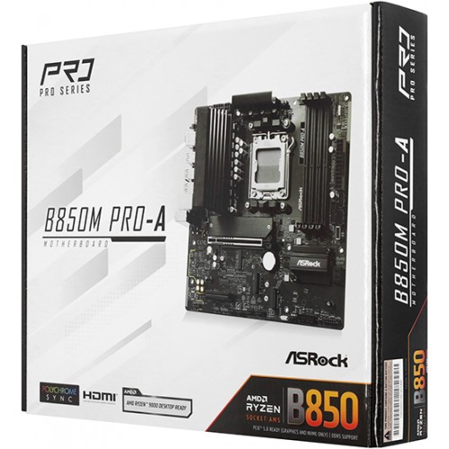 Материнская плата ASRock B850M PRO-A AM5 4xDDR5 4xSATA 3xM.2 15xUSB 1xHDMI 1xDP mATX