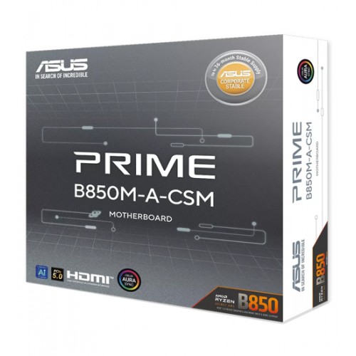 Материнская плата ASUS PRIME B850M-A-CSM, MB Socket AM5, MATX, AMD B850 (2DP+HDMI), 4DDR5, PCIx16