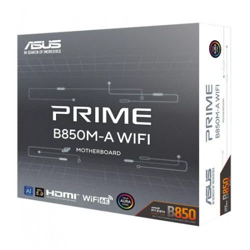 Материнская плата ASUS PRIME B850M-A WIFI, MB Socket AM5, MATX, AMD B850 (2DP+HDMI), 4DDR5, 2PCIx16