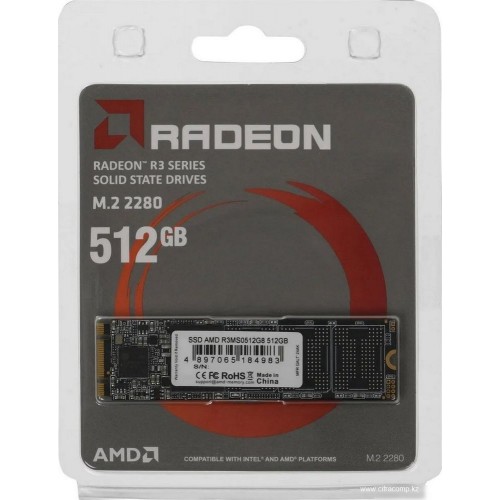 Твердотельный накопитель  512GB SDD AMD RADEON R3 Series M.2 SATA 2280 R550/W480 R3MS0512G8