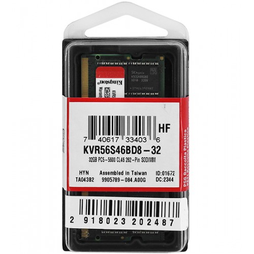 Модуль памяти Kingston KVR56S46BD8-32 DDR5 SODIMM 32Gb 5600MHz CL46 (KVR56S46BD8-32)