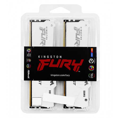 Модуль памяти Kingston Fury Beast White RGB EXPO, DDR5 DIMM 32Gb (KIT 2x16Gb) 5600MHz CL36 (KF556C36BWEAK2-32)
