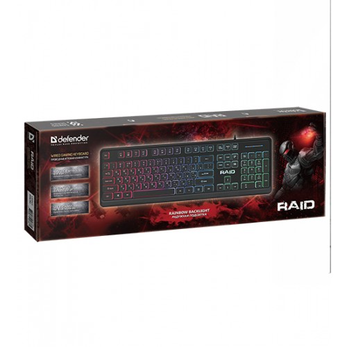 Клавиатура USB, Defender RAID GK-778DL RU, black, (45778), KeyBoard
