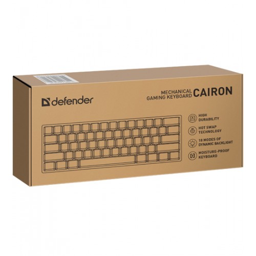 Клавиатура USB, Defender Cairon GK-081 RU, Черный, (45081), KeyBoard Black