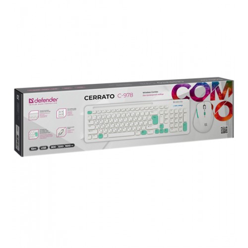Комплект клавиатура + мышь Defender Cerrato C-978 RU, White, (45978)
