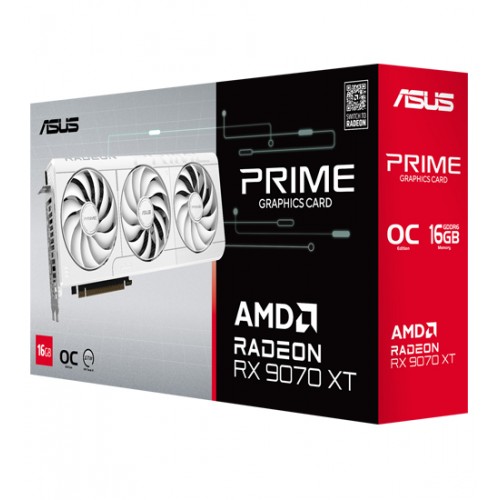 Видеокарта ASUS RX 9070XT [PRIME-RX9070XT-O16G-WHITE], 16 GB, GPU AMD,, PRIME 9070 XT WHITE 2HDMI/2DP, GDDR6/256bit, [PRIME-RX9070XT-O16G-WHITE]