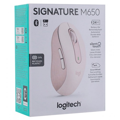Мышь беспроводная Logitech Signature M650 Wireless Mouse - ROSE - BT - N/A - EMEA - M650 (M/N: MR0091 / CU0021) (910-006254)