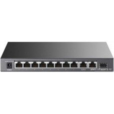 Коммутатор PoE+ 10-портовый Tp-Link TL-SL1311P <8 портов 10/100M PoE+ IEEE 802.3af/at), 2 GbE порта RJ45, 1 гигабитный порт SFP, бюджет мощности PoE 65W, дальность передачи данных и питания в режиме расширения — до 250 м>