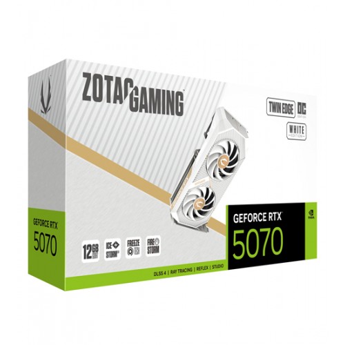 Видеокарта ZOTAC RTX 5070 TWIN EDGE OC WHITE, 12 GB, GPU NVIDIA,, HDMI/3DP,GDDR7/192-bit, [ZT-B50700Q-10P]