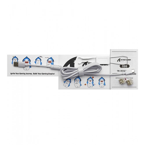 Клавиатура Bluetooth, Attack Shark X66 Cheese White, KeyBoard BT/wireless/Type-C, EN/RU/KZ, 3000mAh