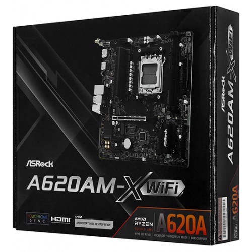 Материнская плата ASRock A620AM-X WiFi, MB Socket AM5, MATX, AMD A620A (DP+HDMI) I, 2DDR5, 1PCIx16,PCIx1