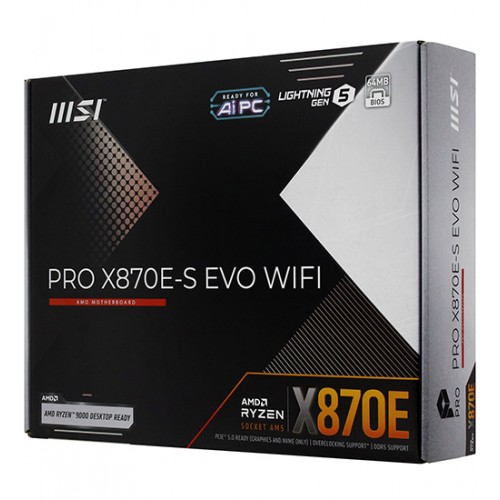 Материнская плата MSI PRO X870E-S EVO WIFI AM5 4xDDR5 4xSATA3 RAID 3xM.2 HDMI 2xType-C ATX