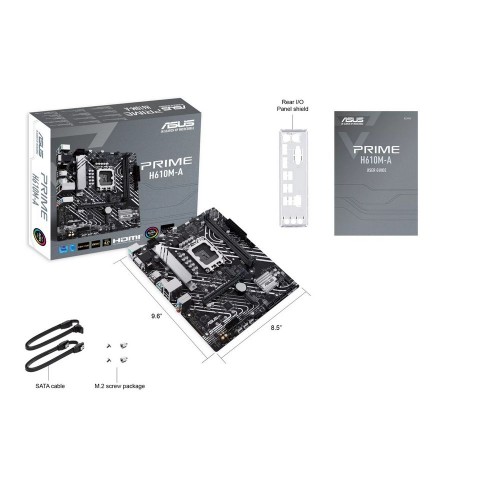Материнская плата ASUS PRIME H610M-A R2.0, LGA1700 H610 2xDDR5 4xSATA3 2xM.2 D-Sub HDMI DP mATX