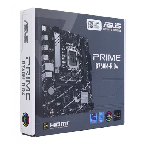 Материнская плата ASUS PRIME B760M-R D4, LGA1700 2xDDR4 4xSATA3 2xM.2 RAID 1xHDMI mATX
