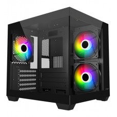Компьютерный корпус FSP S140-BA, Без БП, 1xUSB3.0/2xUSB2.0, 3xARGB 120mm, Glass, Black, mATX(SFF) (S140-BA)