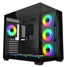 Компьютерный корпус FSP M341-BA, Без БП, 2xUSB3.0/Type-C, 7xARGB 120mm, 2xGlass, Black, ATX (M341-BA)