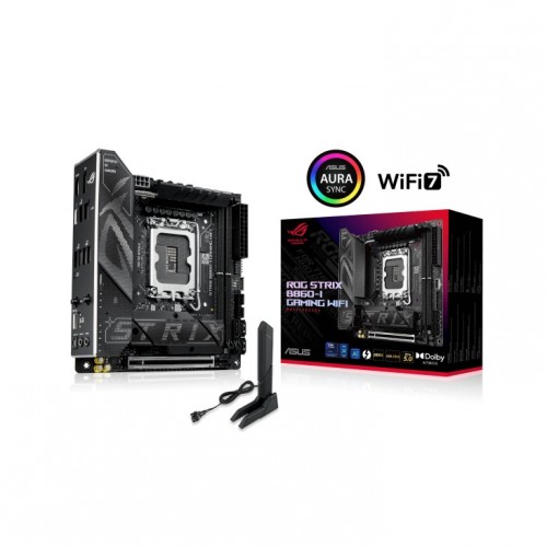 Материнская плата ASUS ROG STRIX B860-I GAMING WIFI, LGA1851 B860 2xDDR5 SATA M.2 HDMI DP USB-C mITX