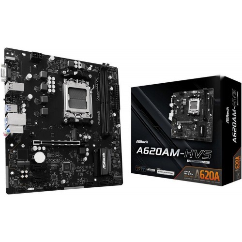 Материнская плата ASRock A620AM-HVS AM5 2xDDR5 2xSATA3 RAID 2xM.2 D-Sub HDMI mATX