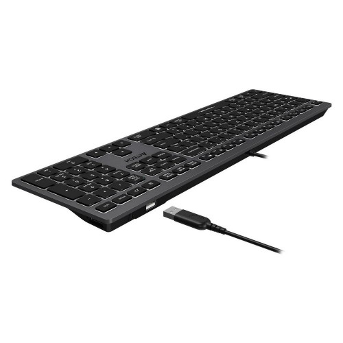 Клавиатура A4tech Fstyler FX60H-White-LED <USB, SLIM, USB-HUB*2, серый корпус, белая подсветка>
