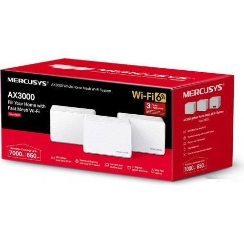 Домашняя Mesh Wi-Fi система GbE AX3000 Mercusys Halo H80X(3-pack) Wi-Fi 6