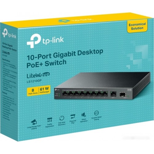 Коммутатор PoE+ GbE 10-портовый Tp-Link LS1210GP